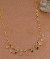 Multi Color Ad Stone Hanging Charms Gold Necklace Chain NCKN4606