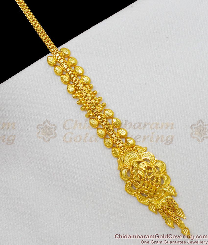 Trendy Little Flower Design Gold Forming Nethichutti Jewellery For Brides NCHT114