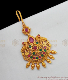 Antique Work Multi Stones Gold Tone Bridal Short Mang Patti Collections NCHT133 Antique Work Multi Stones Gold Tone Bridal Short Mang Patti Collections NCHT133