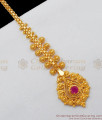 Ruby Emerald Dollar Design Gold Plated Bridal Mang Patti Nethichutti NCHT162