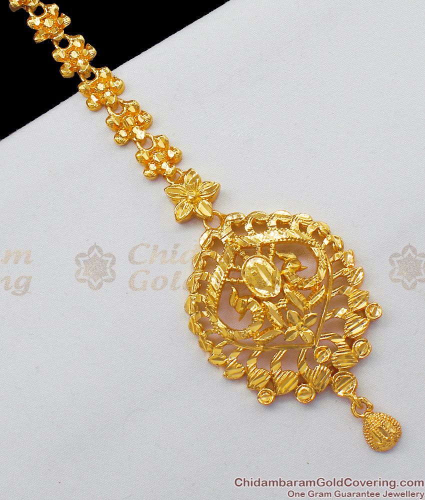Unique Peacock Nethichutti Collections Gold Design Jewelry For Ladies Offer Price NCHT163