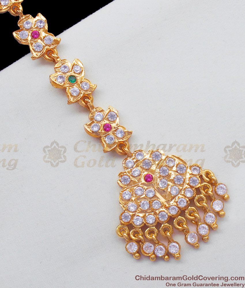 Colorful Stones Impon Gold Bridal Wear Papadi Billa New Arrival NCHT168