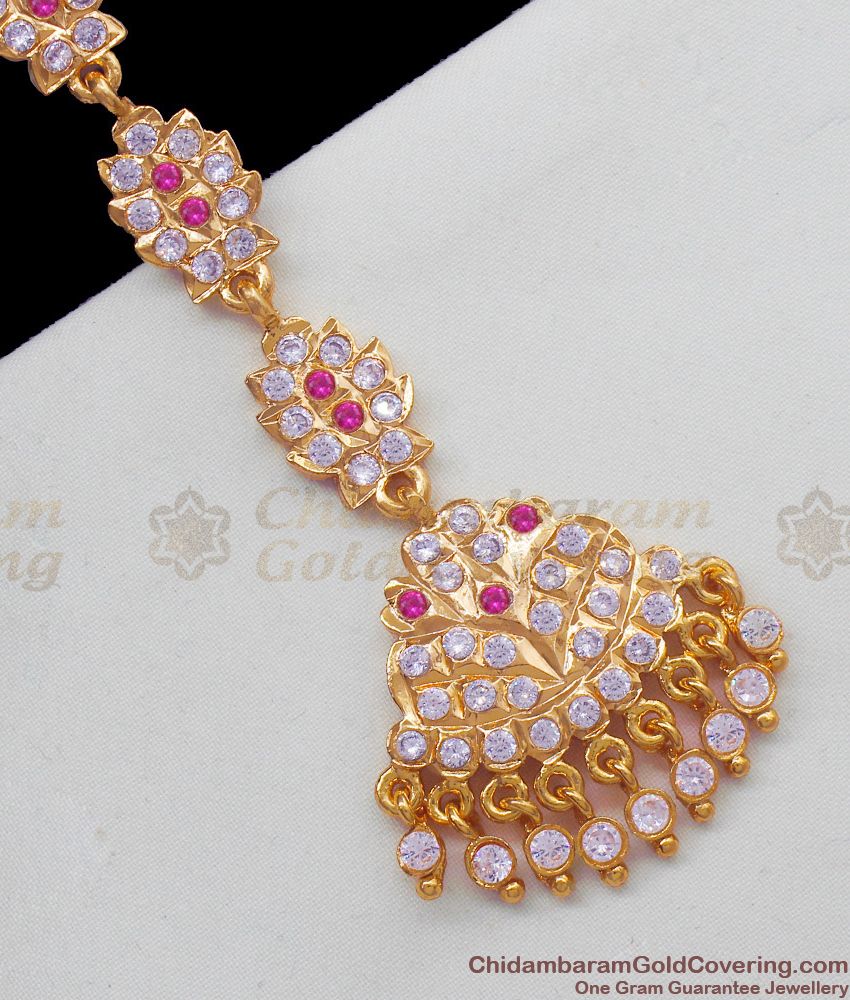 Aspiring Multi Stone Pattern Gold Impon Papadi Billa Hair Ornament Diwali Collection NCHT173