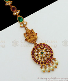 Antique Kemp Stone Lakshmi Design Short Mang Tika Collections NCHT205 Antique Kemp Stone Lakshmi Design Short Mang Tika Collections NCHT205
