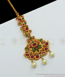 Antique Temple Jewelry Gold Design Short Manga Tika Collections NCHT206 Antique Temple Jewelry Gold Design Short Manga Tika Collections NCHT206