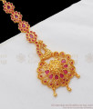 Grand Ruby Stone One Gram Gold Manga Tikka For Bridal Wear NCHT242