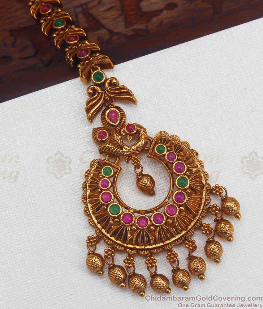 Premium Quality Nagas Jewellery Antique Peacock Design Nethichutti NCHT263