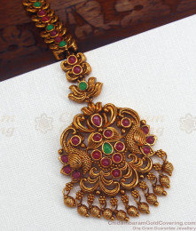 Peacock Antique Nethi Chutti Multi Color Kemp Stone NCHT266 Peacock Antique Nethi Chutti Multi Color Kemp Stone NCHT266