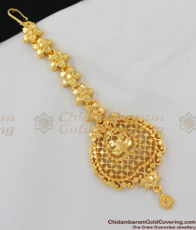 Real Gold Design Big Peacock Maang Tikka for Women NCHT27