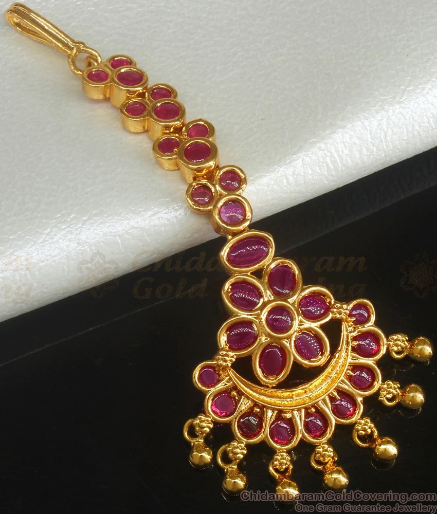 Full Ruby Kemp Stone Gold Plated Nethichutti Shop Online NCHT286