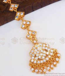 Impon Panchaloga Nethichutti White Gati Stone Maang Tikka NCHT288 Impon Panchaloga Nethichutti White Gati Stone Maang Tikka NCHT288