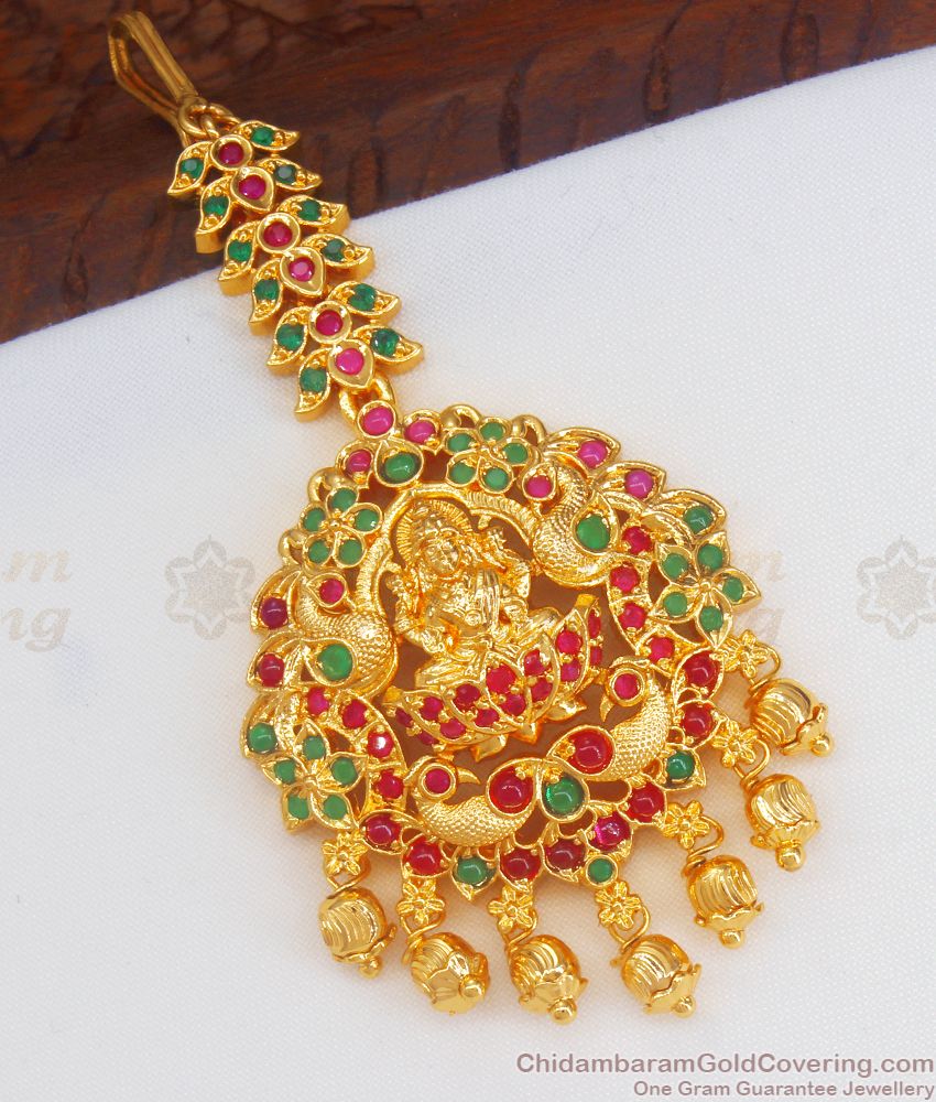 Multi Stone One Gram Gold Nethuchutti Lakshmi Design NCHT290