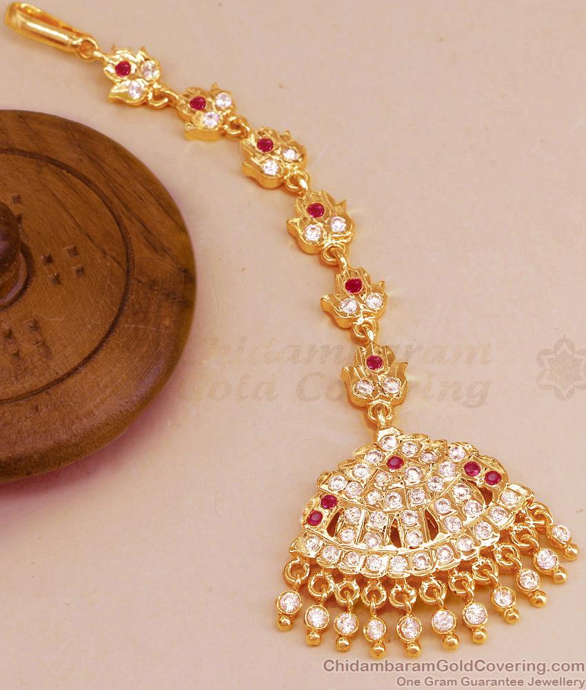 Ruby White Gati Stone Impon Maang Tikka Design Shop Online NCHT310