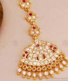 Ruby White Gati Stone Impon Maang Tikka Design Shop Online NCHT310