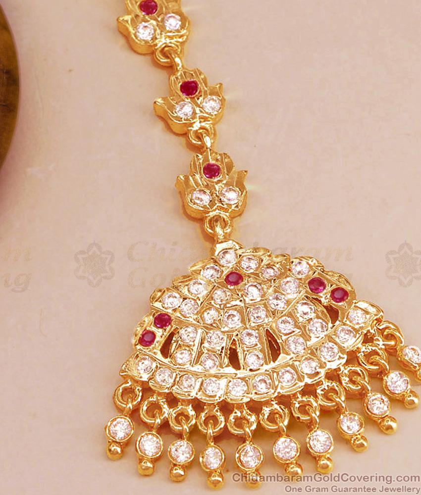 Ruby White Gati Stone Impon Maang Tikka Design Shop Online NCHT310
