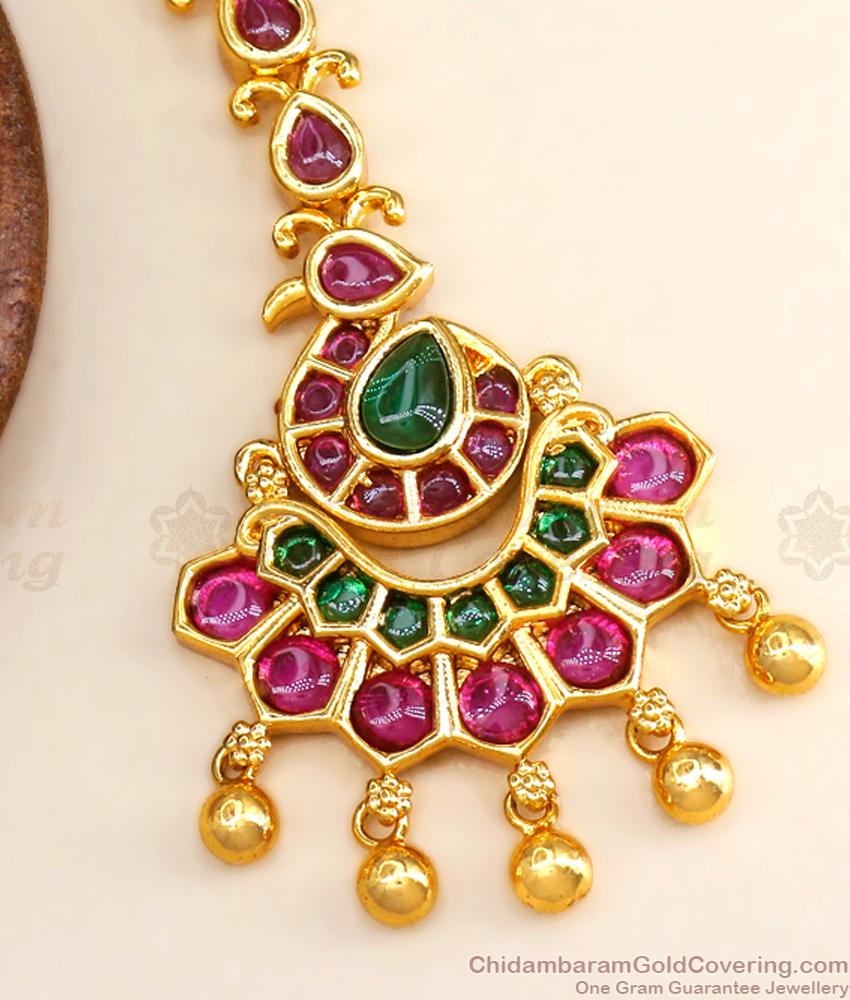 Latest Kemp Stone Bridal One Gram Gold Nethichutti Shop Online NCHT330