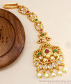 Beautiful Gold Plated Nethichutti Floral Hanging Pearls Design NCHT331
