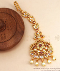 Polki Stone 1 Gram Gold Maang Tikka Bollywood Fashion Bridal Collections NCHT339 Polki Stone 1 Gram Gold Maang Tikka Bollywood Fashion Bridal Collections NCHT339