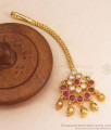 Floral Ruby White Stone 1 Gram Gold Nethichutti Designs For Womens NCHT348