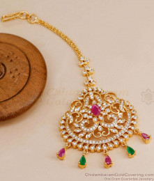 Original Gold Design Maang Tikka Multistone Design For Women NCHT369