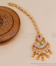 Semi Precious Ad Stone Gold Plated Nethichutti Designs Online NCHT375 Semi Precious Ad Stone Gold Plated Nethichutti Designs Online NCHT375