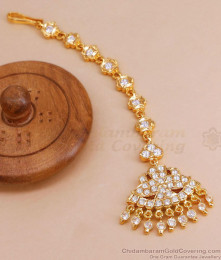 Beautiful White Stone Maang Tikka Impon Jewellery Design NCHT379 Beautiful White Stone Maang Tikka Impon Jewellery Design NCHT379