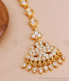 Beautiful White Stone Maang Tikka Impon Jewellery Design NCHT379 Beautiful White Stone Maang Tikka Impon Jewellery Design NCHT379