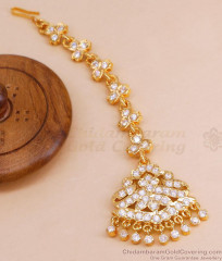 Traditional Gold Design Bridal Wear Maang Tikka Impon Collections NCHT381 Traditional Gold Design Bridal Wear Maang Tikka Impon Collections NCHT381