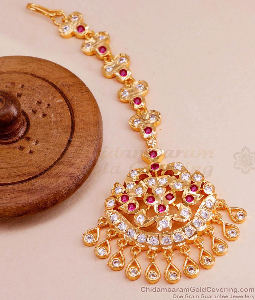 Buy Ruby White Stone Maang Tikka 5 Metal Jewelry For Function NCHT395 Buy Ruby White Stone Maang Tikka 5 Metal Jewelry For Function NCHT395