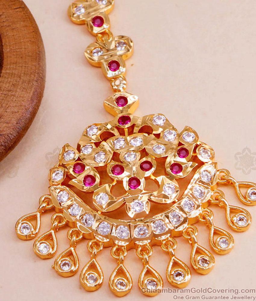Buy Ruby White Stone Maang Tikka 5 Metal Jewelry For Function NCHT395 Buy Ruby White Stone Maang Tikka 5 Metal Jewelry For Function NCHT395