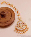 Stylish Impon Gold Plated Maang Tikka White Stone Nethichutti NCHT396 Stylish Impon Gold Plated Maang Tikka White Stone Nethichutti NCHT396