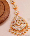 Stylish Impon Gold Plated Maang Tikka White Stone Nethichutti NCHT396 Stylish Impon Gold Plated Maang Tikka White Stone Nethichutti NCHT396
