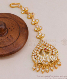 South Indian Nethichutti Peacock Design With Gati Stones NCHT411