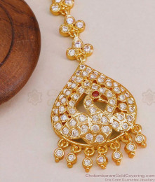 South Indian Nethichutti Peacock Design With Gati Stones NCHT411