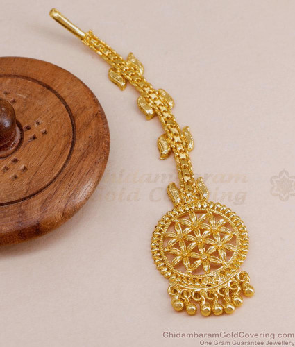 Plain One Gram Gold Maang Tikka Design At Affordable Price NCHT417