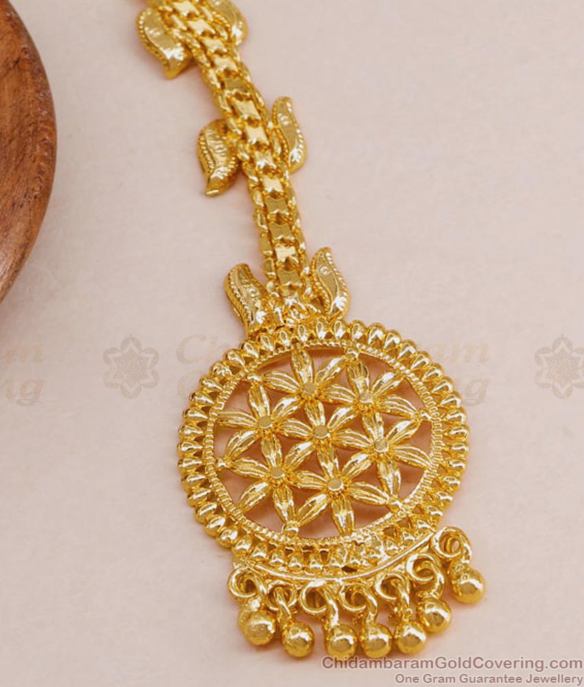 Plain One Gram Gold Maang Tikka Design At Affordable Price NCHT417