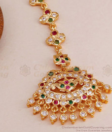 Stylish Maang Tikka Multi Color Stone Design Impon Jewelry NCHT421