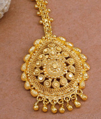 Beautiful Kerala Pattern Gold Tone Maang Tikka Design For Wedding NCHT427