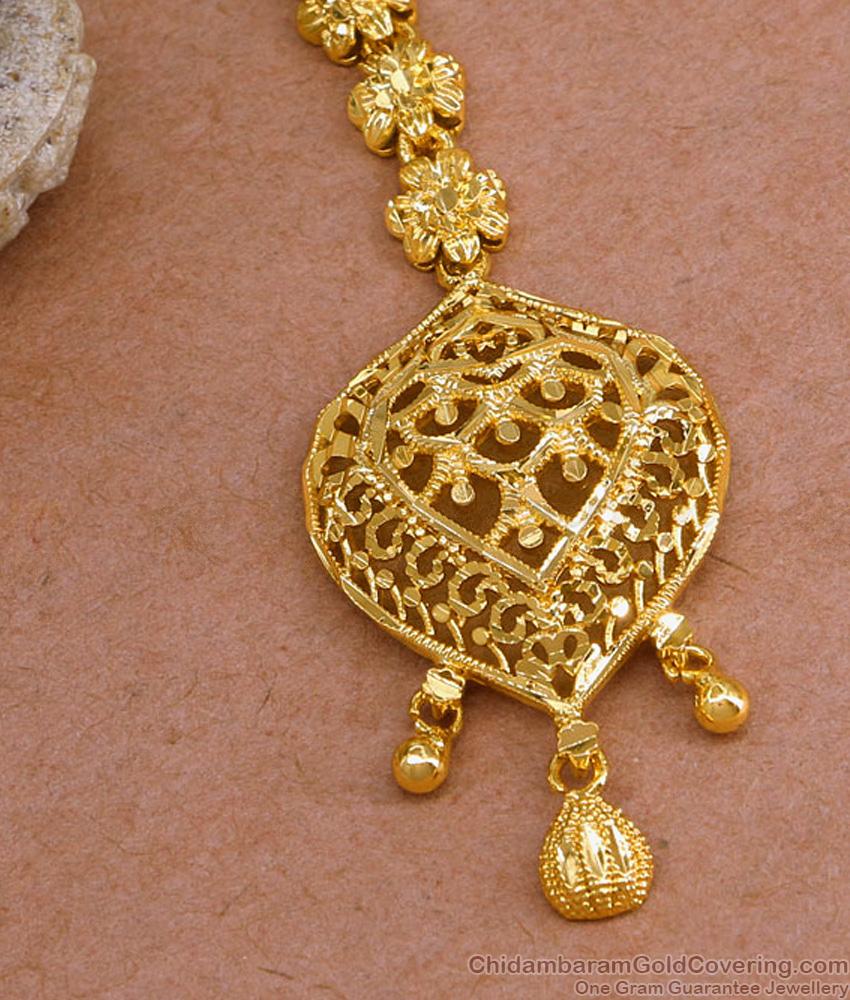 South Indian Bridal Jewelry Gold Tone Nethichutti Flower Design NCHT428 South Indian Bridal Jewelry Gold Tone Nethichutti Flower Design NCHT428