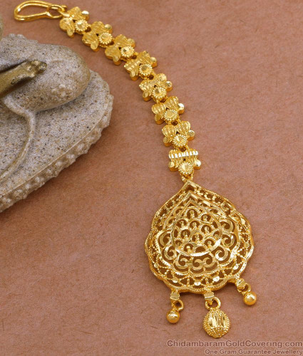 Buy Floral Design Gold Plated Maang Tikka Without Stones NCHT430