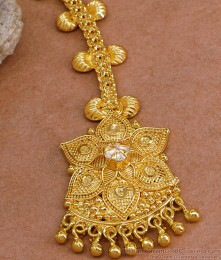 Ad White Stone Bridal Wear Gold Nethichutti Collections Online NCHT432