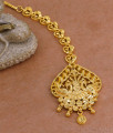 Women Bridal Wear Peacock Design Gold Maang Tikka With Price NCHT435