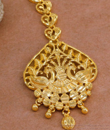 Women Bridal Wear Peacock Design Gold Maang Tikka With Price NCHT435