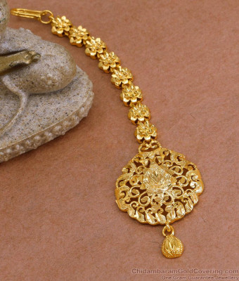 Real Gold Design Floral Maang Tikka Design For Women Wedding NCHT438