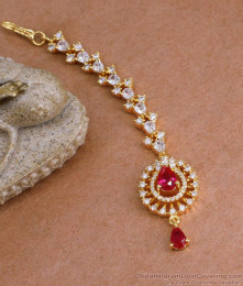 Beautiful Ruby Gemstone Diamond Maang Tikka For Wedding NCHT440 Beautiful Ruby Gemstone Diamond Maang Tikka For Wedding NCHT440