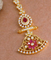 Simple Gold Design Ruby White Stone Floral Nethichutti Designs At Affordable Price NCHT442 Simple Gold Design Ruby White Stone Floral Nethichutti Designs At Affordable Price NCHT442