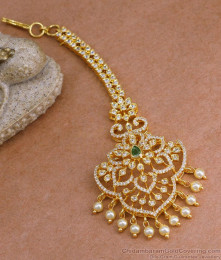 Premium Look American Diamond Maang Tikka 1 Gram Gold Jewelry NCHT445 Premium Look American Diamond Maang Tikka 1 Gram Gold Jewelry NCHT445