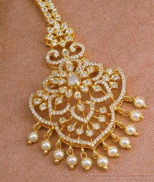 Latest Full White Ad Stone Maang Tikka For Women Fashion NCHT446