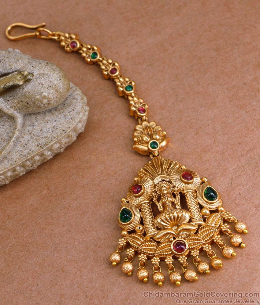 Traditional Lakshmi Design Antique Gold Maang Tikka Collections Online NCHT447 Traditional Lakshmi Design Antique Gold Maang Tikka Collections Online NCHT447