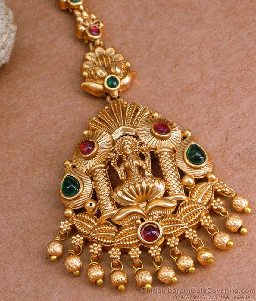 Traditional Lakshmi Design Antique Gold Maang Tikka Collections Online NCHT447 Traditional Lakshmi Design Antique Gold Maang Tikka Collections Online NCHT447